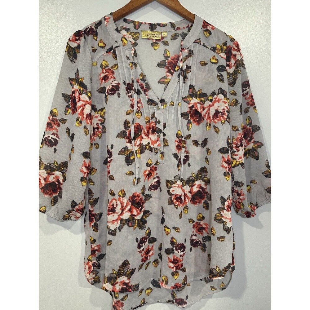 Princess Vera Wang Women Sheer Blouse‎ Size Large Floral Whimsical Fairy Dainty